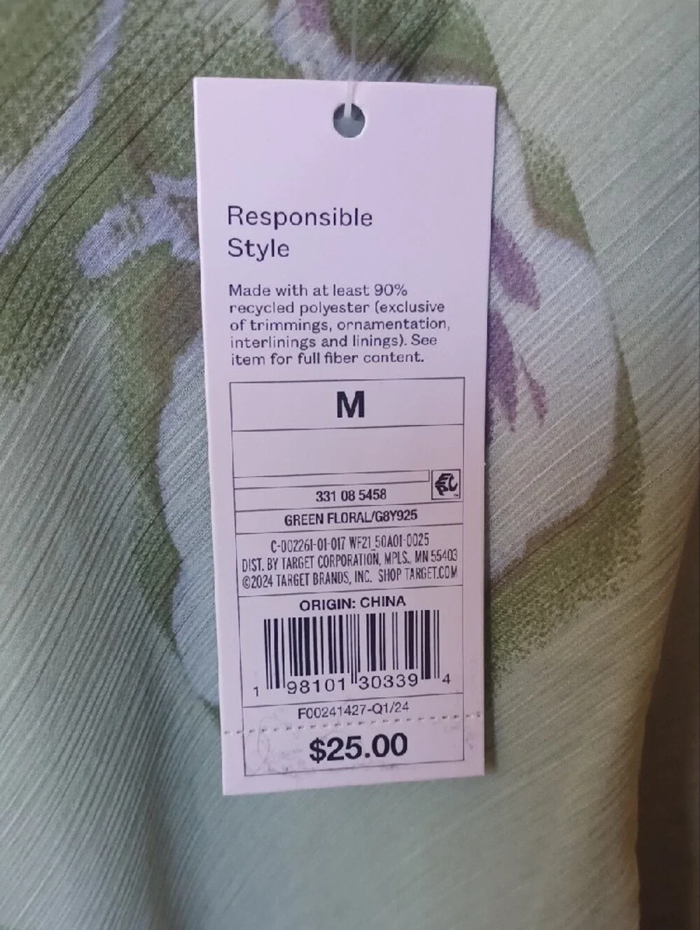 wild fable Green Floral Print Dress with Lavender Accents - Picture 3 of 4